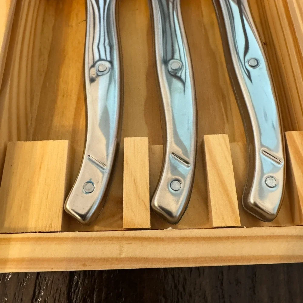 Wolfgang Puck 3 Piece Stainless Steel Cheese Knife Set in Wood Gift Box 0323